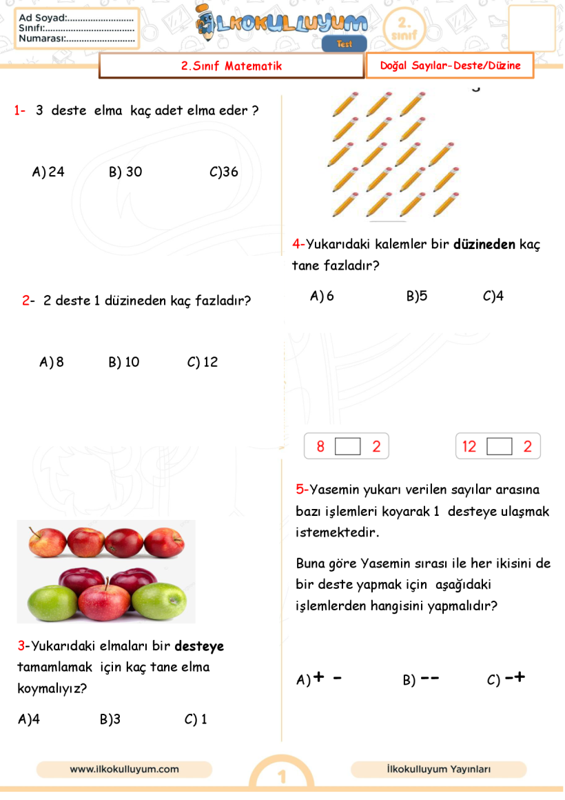 DOĞAL SAYILAR/DESTE DÜZİNE 2