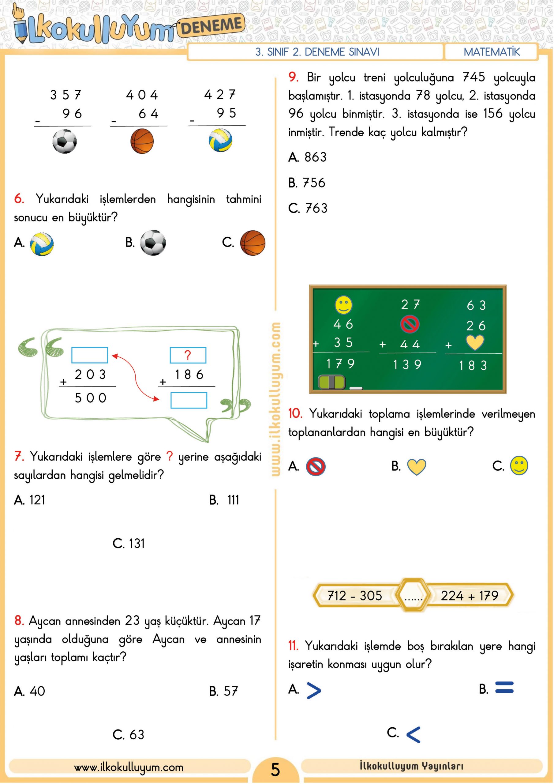 3. SINIF 2. DENEME SINAVI (ETKİLEŞİMLİ VE CEVAP ANAHTARLI) | Dosya